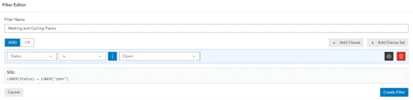 configure filter widget