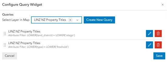 configure query widget