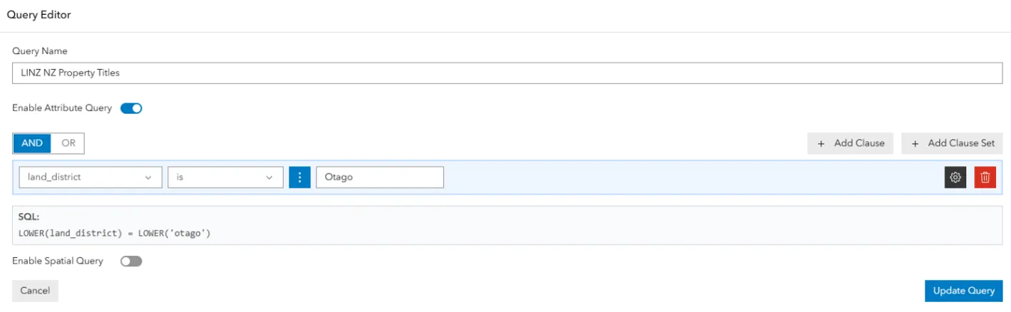 configure query widget