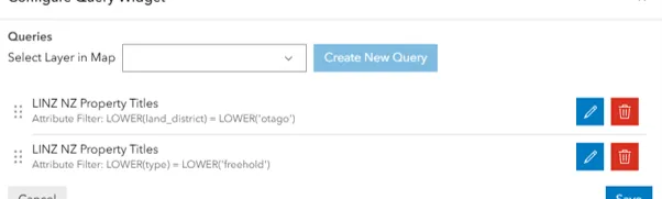 configure query widget